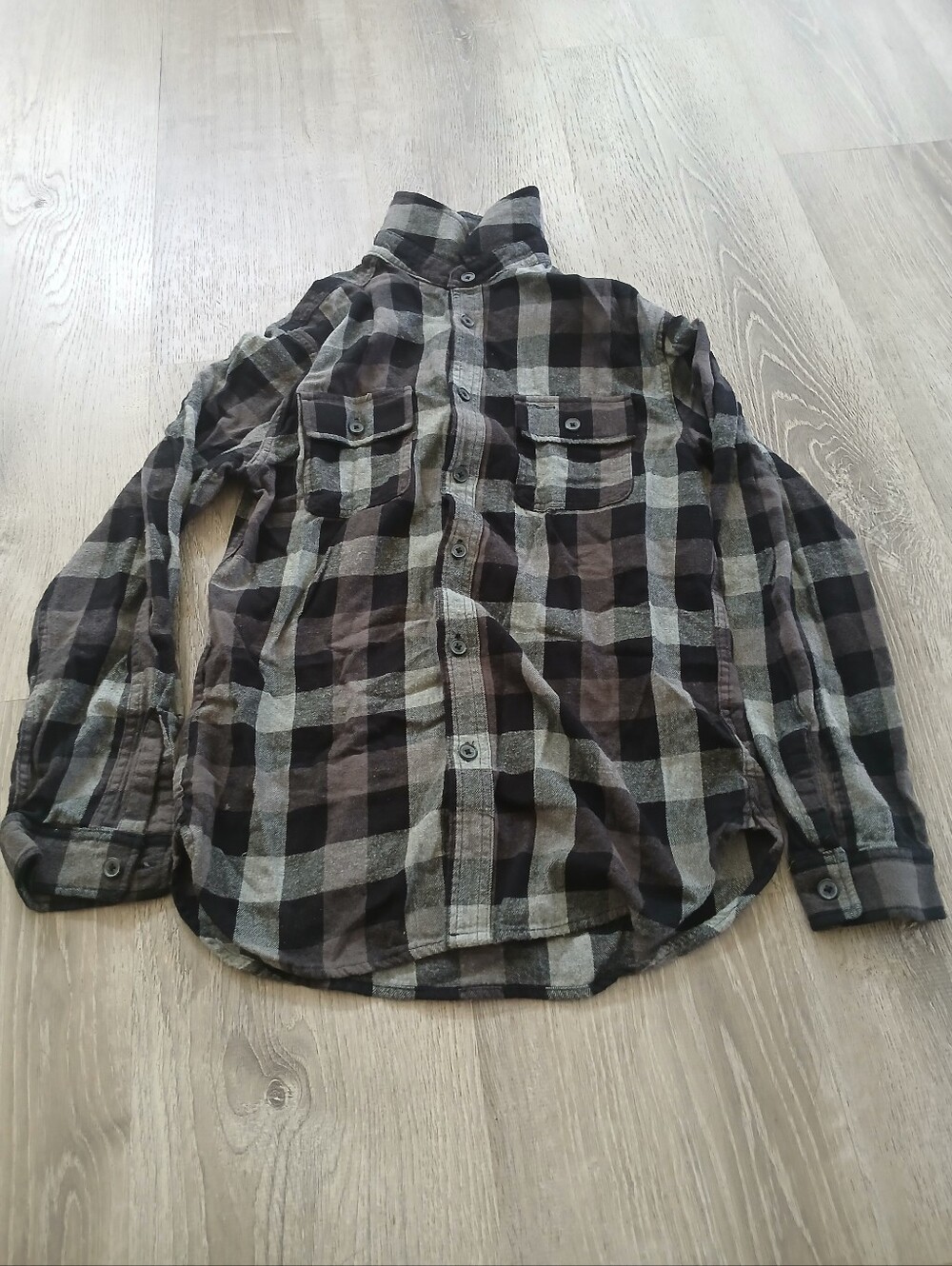 Original Use Men's Plaid Button-Up Shirt - Black & Brown